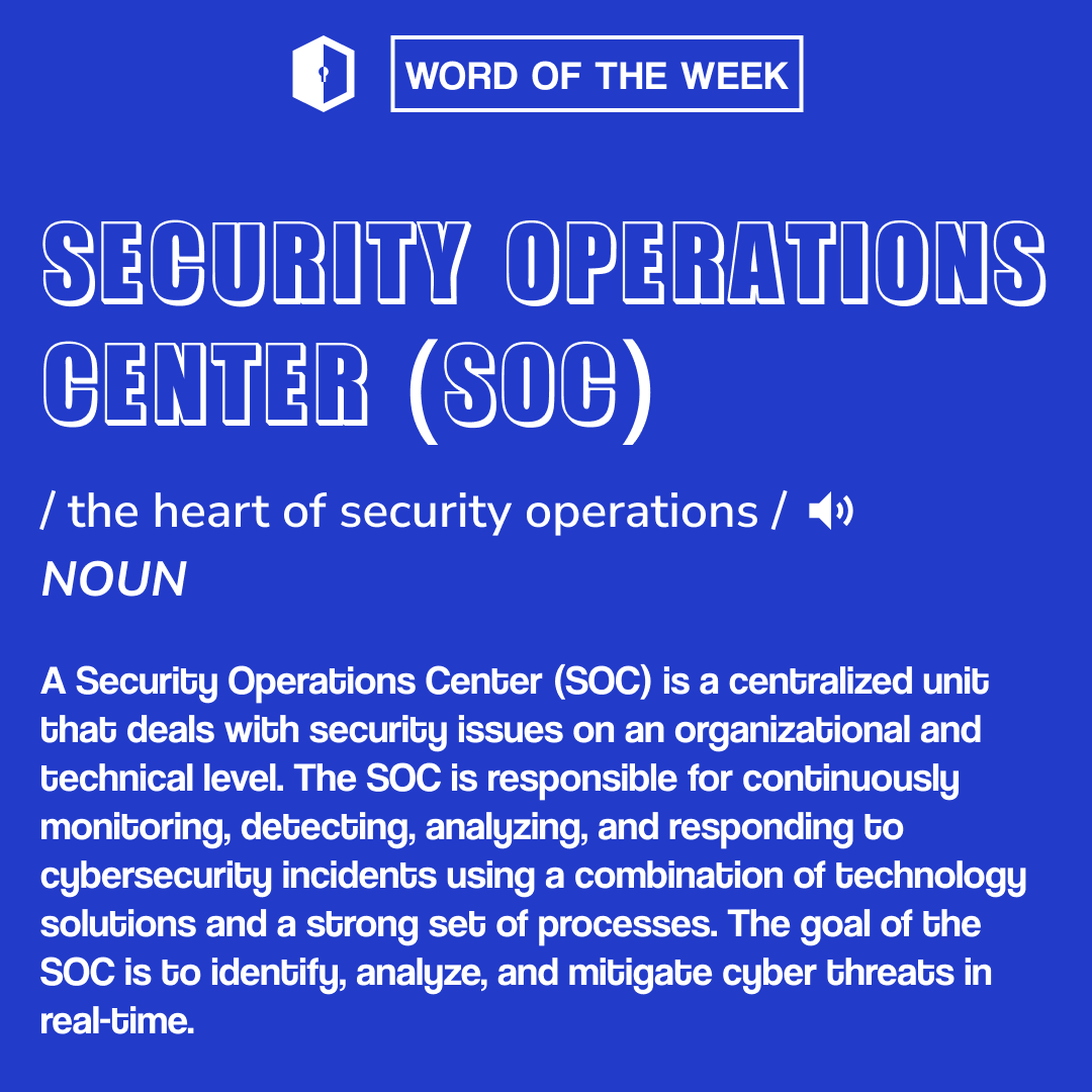 🏢 Cyber Security Word of the Week: Security Operations Center (SOC)! 🏢